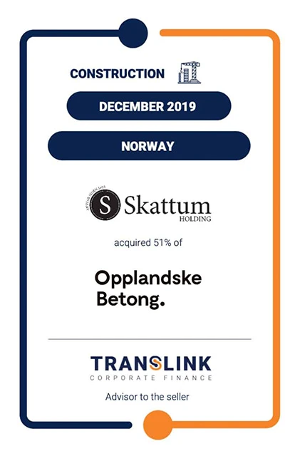 Skattum Vekst AS acquired 51% of Opplandske Betong Gruppen AS