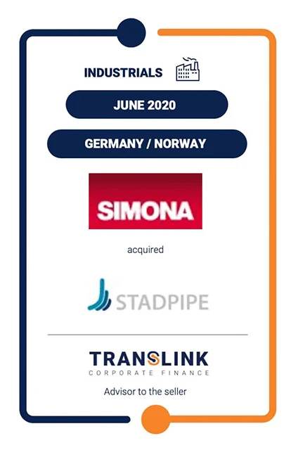 Translink advises Stadpipe AS on the sale of the company to SIMONA AG