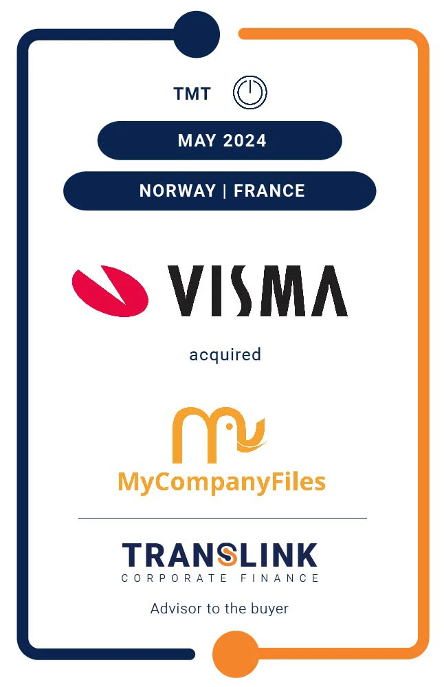 Translink Corporate Finance acted as the advisor to Visma in its investment in MyCompanyFiles