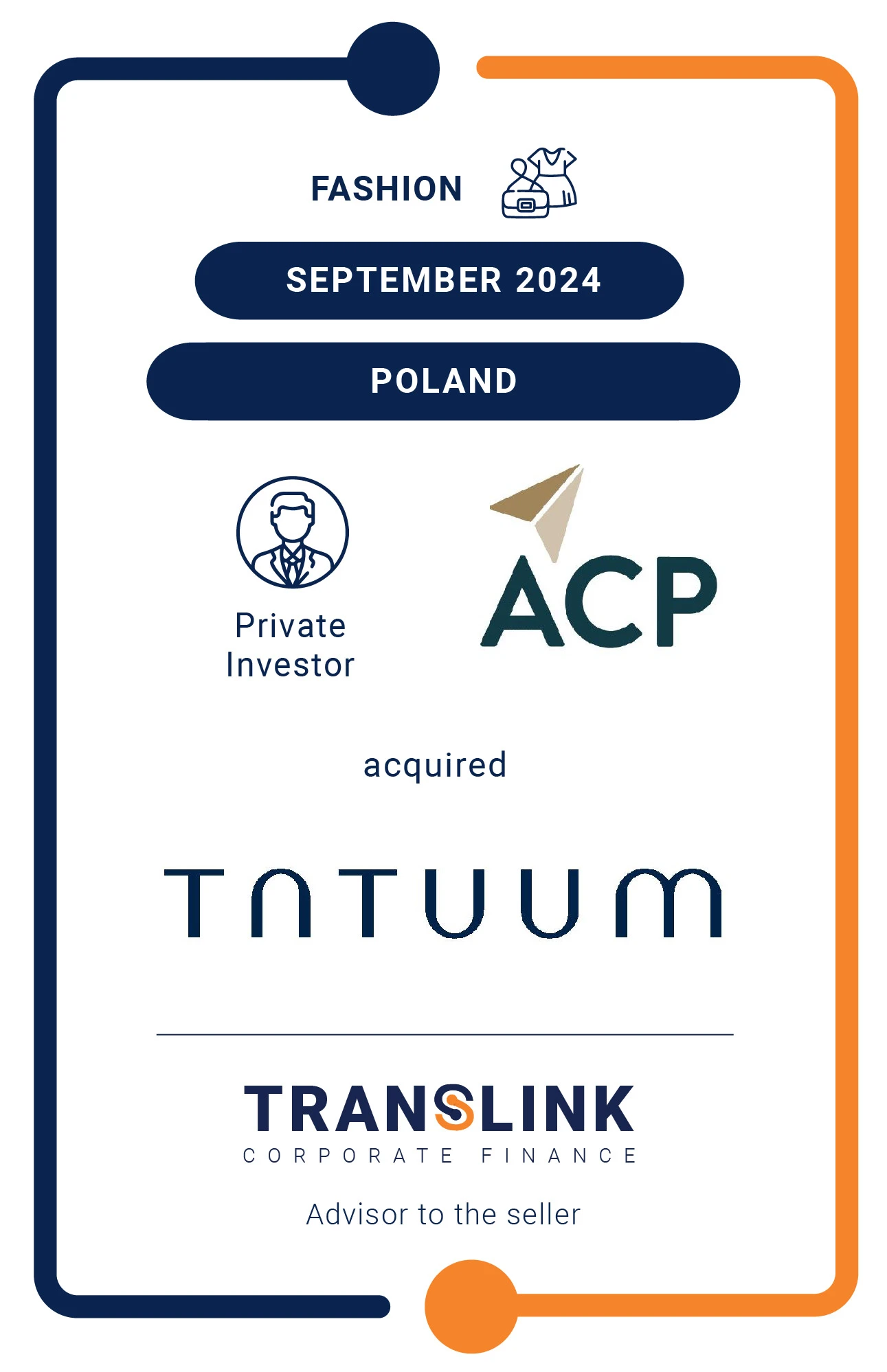 Translink Corporate Finance acted as the advisor to the founding family, founders of KAN Sp. z o.o. (TATUUM) on a minority stake sale