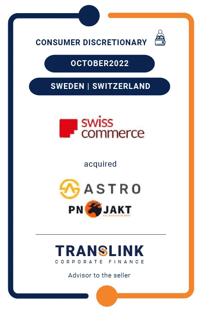 Translink acted as the exclusive advisor to Astro Sweden AB on the majority stake sale to SwissCommerce