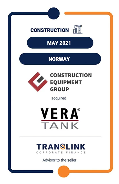 Construction Equipment Group has acquired 100% of the shares in Vera Tank AS